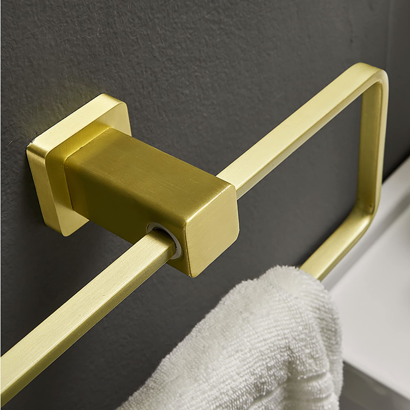 Toallero de aro para Pared, de Aluminio y Nogal, para baño, Cocina y Aseo Innovate