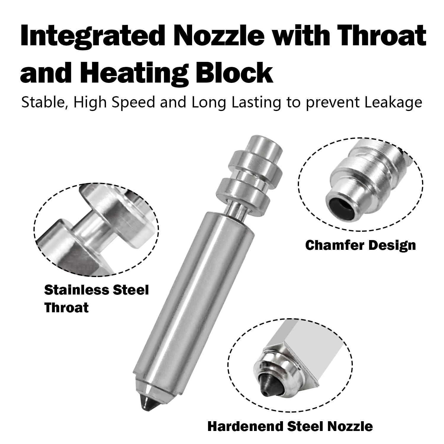 HzdaDeve Boquillas de acero endurecido integradas de 3 PK de 0,4 mm y cubierta de silicona 3PK para Kobra X Combo Quick-Swap High Flow High Speed Throat Tube Boquillas de cabezal de impresión Kit de