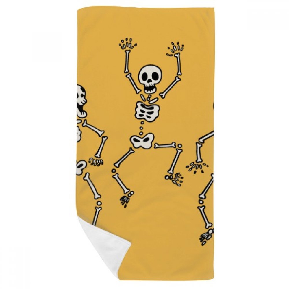 Serviette de bain Halloween Squelettes multicolore 35x70cm en tissu doux haute densité