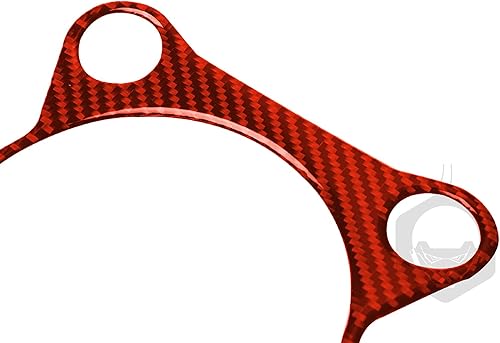 Miniatura 18 de Adhesivo para panel de palanca de cambios de consola central de automóvil, decoración de fibra de carbono suave real, interior de automóvil rojo