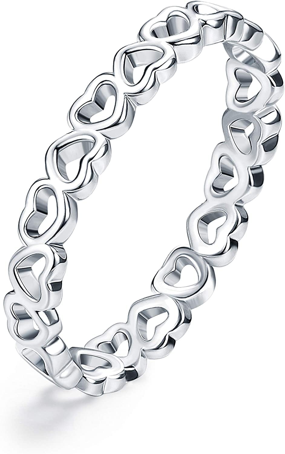 AdramataAnillos Mujer Plata de Ley 925 con Corazón Anillo para Mujer Fidget Anillo Promesa Compromiso Declaración de Boda Anillos