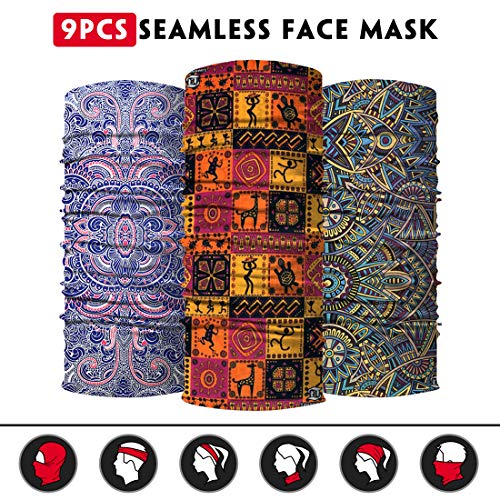 Image of Venswell Neck Gaiter Face Mask Men Women,Seamless Bandana Rave Face Cover Scarf Mask,Balaclava,Headband, Head Wrap,Headwear