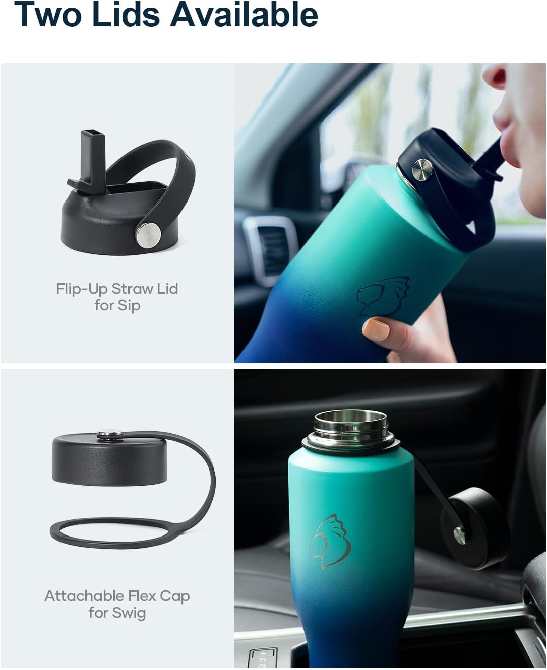 BUZIO 40 oz Insulated Tumbler with Straw and Lids, Stainless Steel Water Bottle Fits in Any Car Cup Holders, Double Wall Metal Tumbler Flask Large Capacity, Travel Cold Bottles, Leak-Proof Tumbler - Image 4