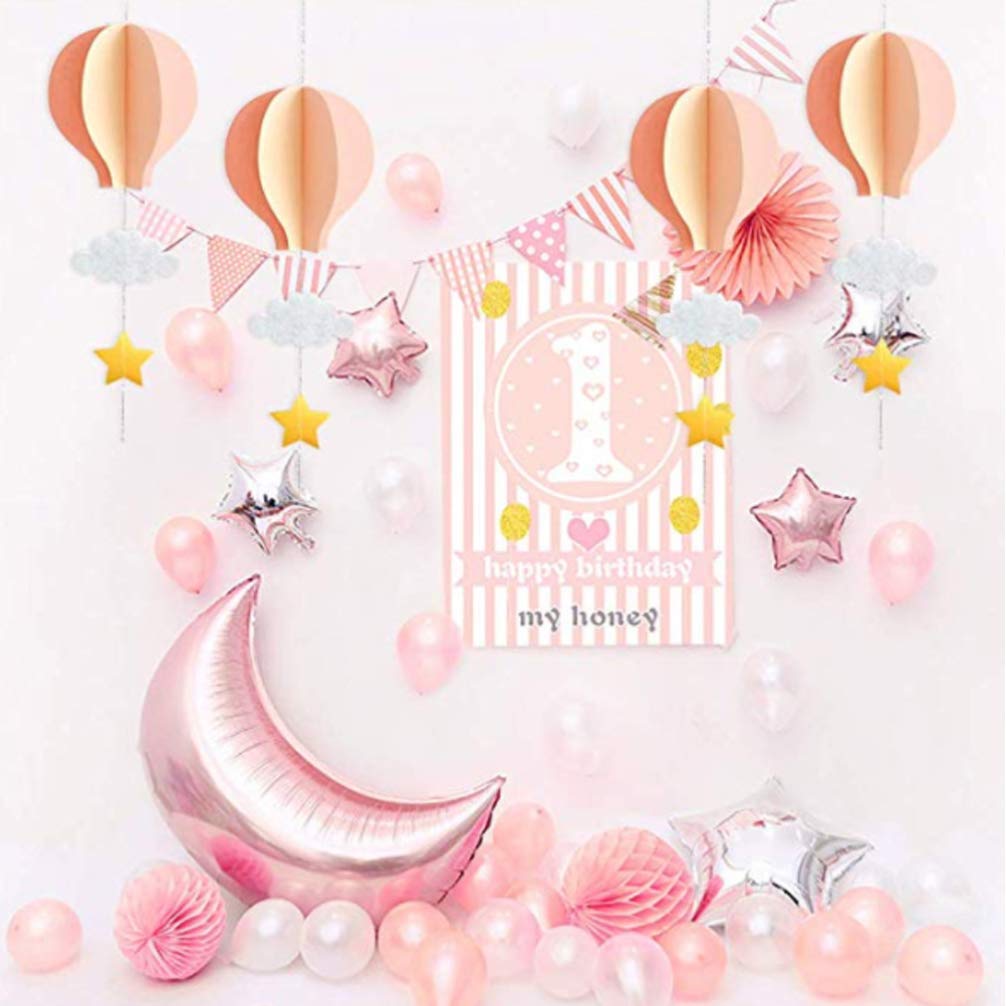 Toyvian Lot de 4 decoraciones de techo de papel 3D con lazos decorativos para el Belén de la casa (rosa claro)