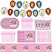 Hilloly 72 Pezzi Decorazioni Compleanni Dog, Dog Set di Stoviglie per Feste, Lnclude Striscione, Tovaglia, Piatti, Tazze, Tovaglioli e Tovaglie, per Feste e Feste di Compleanno