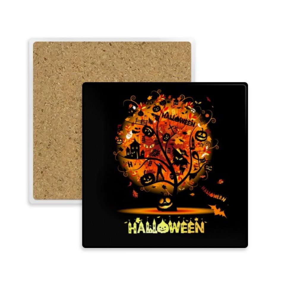 Coaster Halloween Arbre Cartoon multicolor dessous de verre carré ultra absorbant