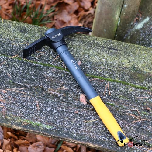 Xforst kleine Spitzhacke Xforst X-PF6 – Mini Kreuzhacke mit Fiberglas-Stiel & Stahlkopf – Kleine Gartenspitzhacke für Garten, Camping, Pflanzen & Blumenbeete – 40 cm – Langlebig & Ergonomisch
