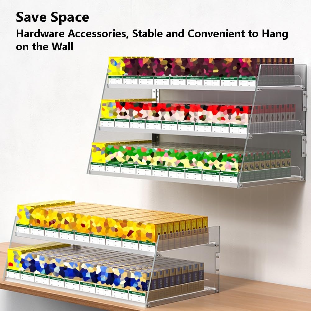 Présentoir à cigarettes mural transparent avec poussoir automatique – Présentoir pour magasins de proximité et magasins, 38 x 26,5 x 6 cm | Vitrine optimale pour une meilleure visibilité et vente