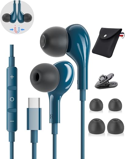 USB C Headphones for iPhone 15 Plus 16 Pro 17 Pro Max Pixel Redmi Magnetic