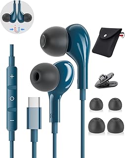 USB C Earbuds for Samsung S25 Ultra S24 S23 iPhone 16 17 Pro MAX 15 Pro Magnetic Earbuds Type C In-Ear Earbuds Wired Micro…