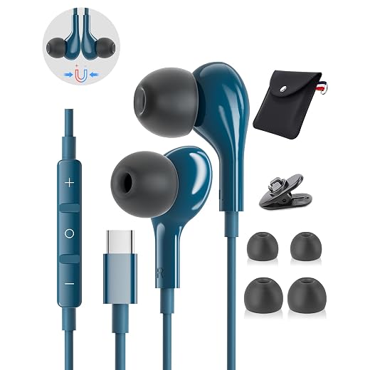 USB C Headphones for iPhone 15 Plus 16 Pro 17 Pro Max Pixel Redmi Magnetic