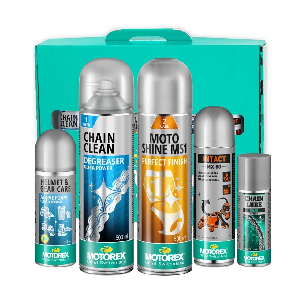 Motorex Ride n Shine Kit de Nettoyage et d'entretien pour équipement de Moto.