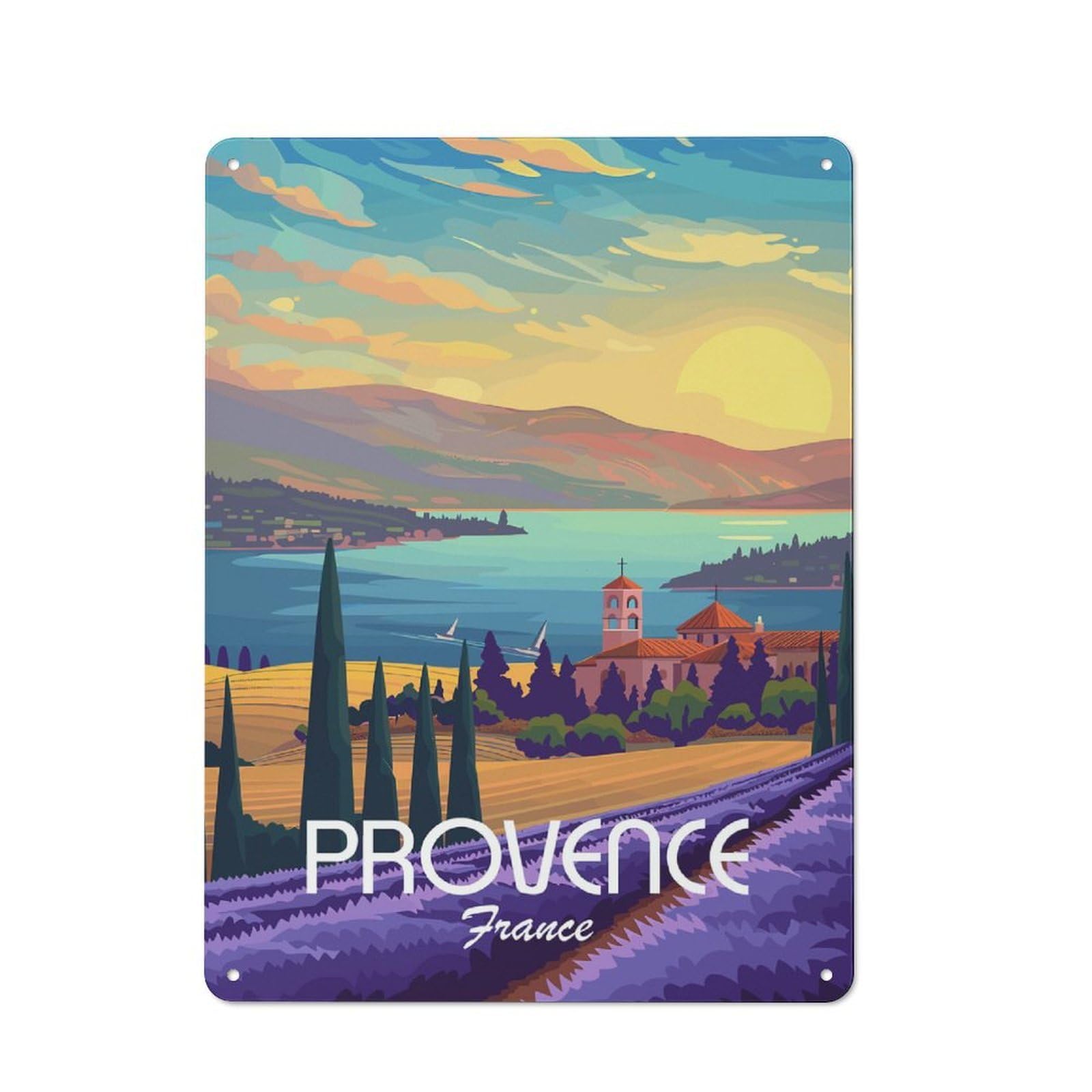 Junmoney Style-19 For Café Or Home Bar, Provence France Retro Metal Plaque 40X30cm, A Winter Wall Decor Update For Café-Style Decor Fans