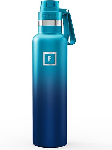 Miniatura 40 de IRON °FLASK Frasco de hidratación para acampar y senderismo con pajilla, botella de agua deportiva de acero inoxidable con aislamiento de boca Dark