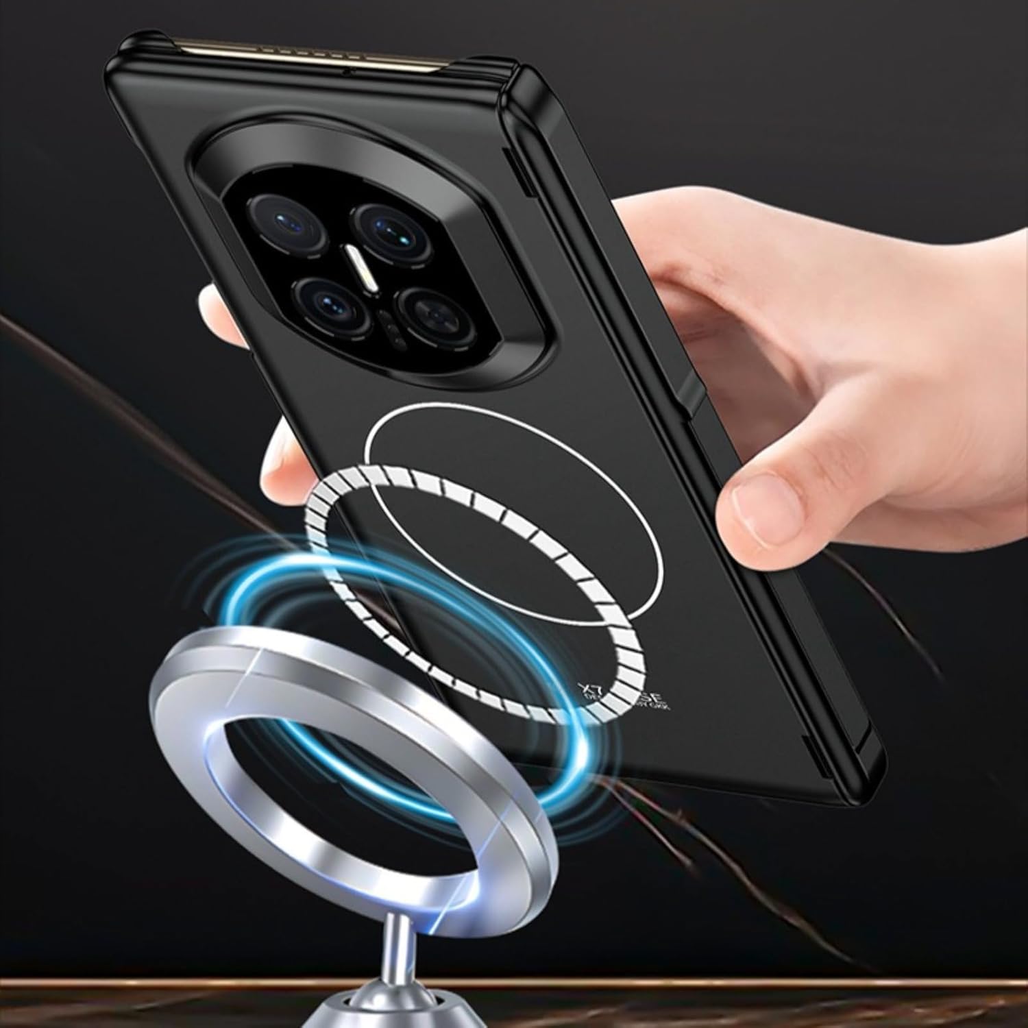 Case for Huawei Mate X7, Lightweight Shockproof Case with Hinge Protection, Stand & Wireless Charging Compatible (Black)
