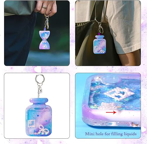 Miniatura 6 de Molde de resina con 10 películas de sellado, moldes de fundición de resina epoxi para hacer bricolaje, llavero, colgante, joyería, manualidades