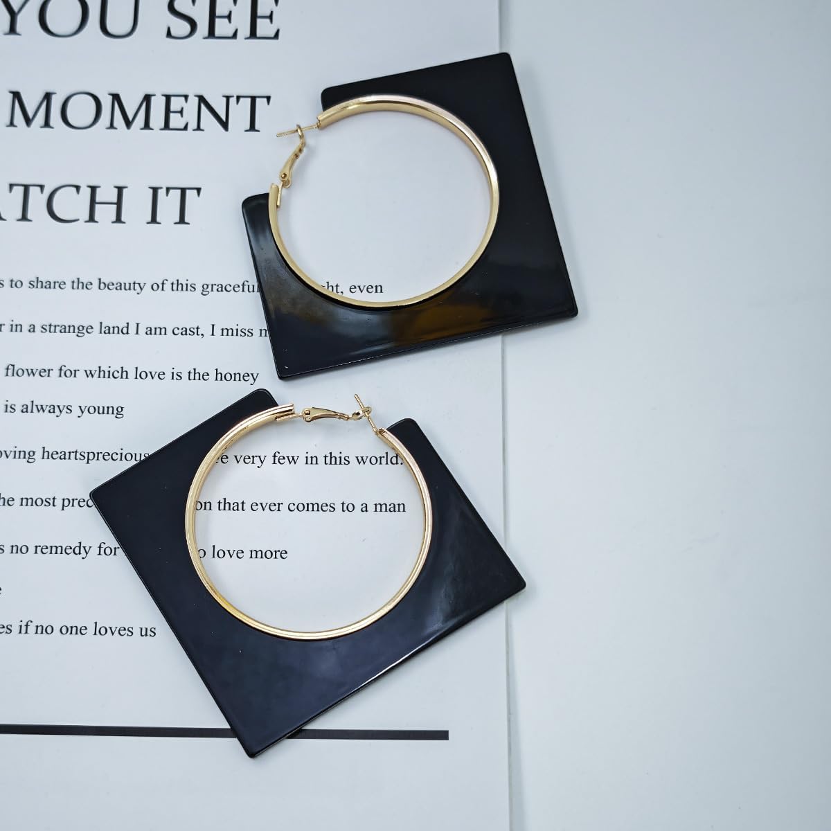 Acrylic Hoop Earrings for Women Large Square Neon Dangle Drop Earrings Statement Geometric Vintage Party Jewelry - Image 5