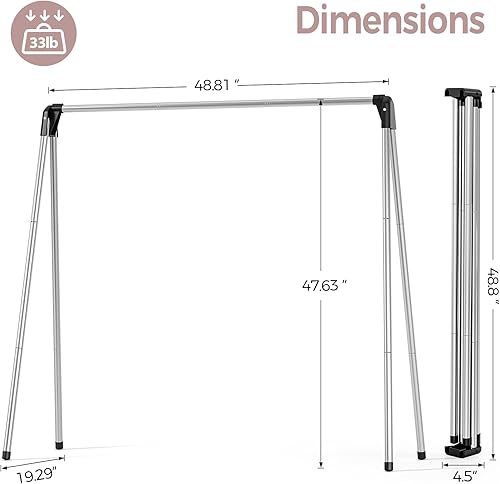 Miniatura 2 de TOOLF Tendedero plegable para ropa, de acero inoxidable, portátil, para interiores y exteriores, de gran capacidad