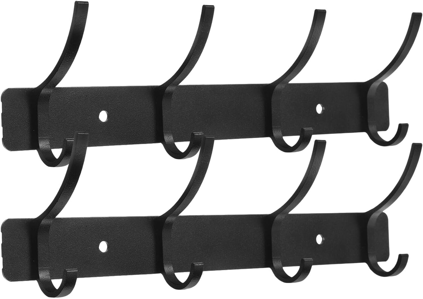 Door Coat Hooks 4-Hook Black Heavy Duty Wall Mounted Hat Hooks for Bedroom Entryway Storage 2pcs No Drilling Damage Home Organization