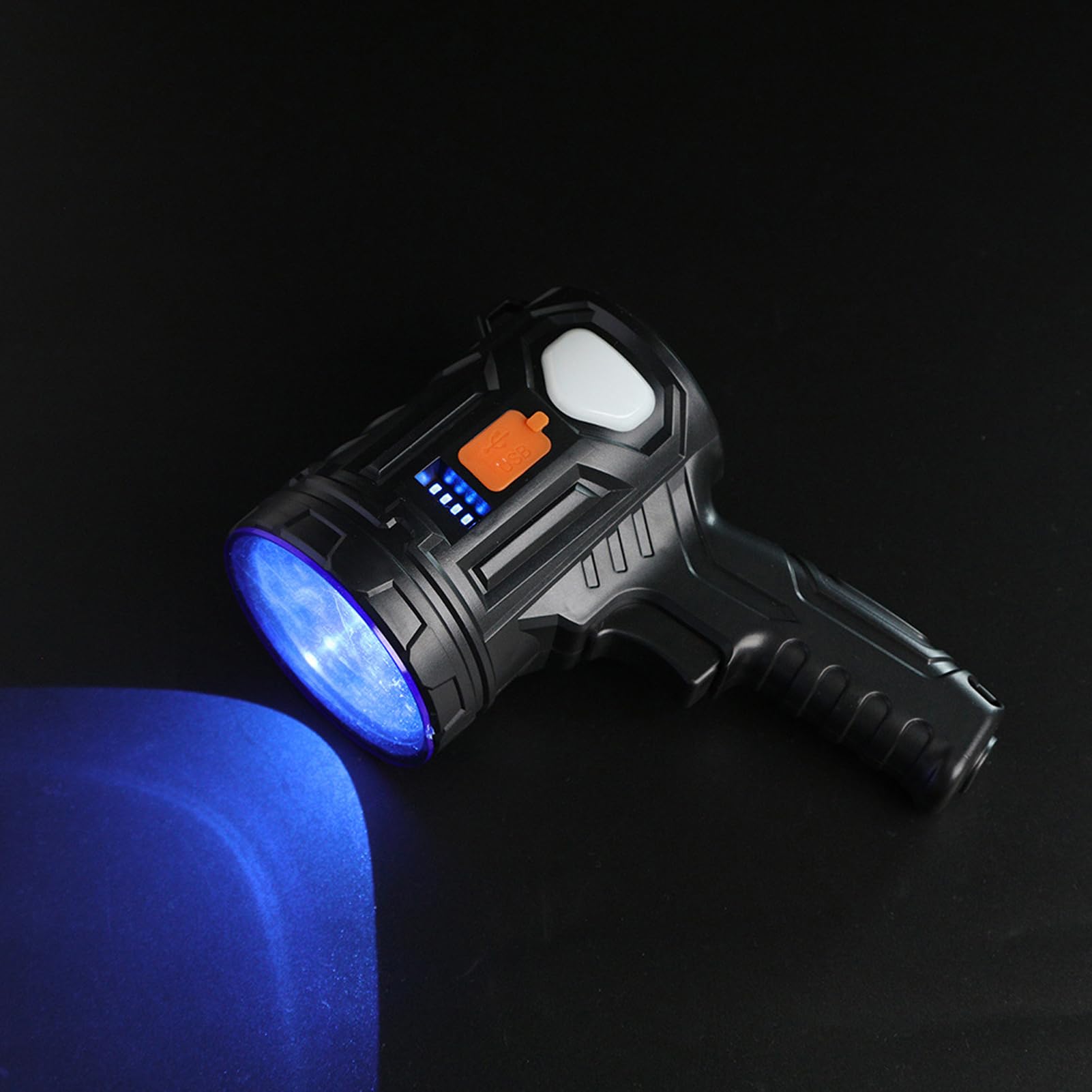 Wiederaufladbarer Scheinwerfer, Tragbarer 3-Farben-LED-Taschenlampen-Suchscheinwerfer mit Farbfilterlinsen für die Jagd Im Freien, Camping, Angeln