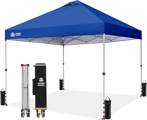 Miniatura 86 de CROWN SHADES - Toldo plegable instantáneo con bolsa de transporte para exteriores, 10 x 10 pies Azul