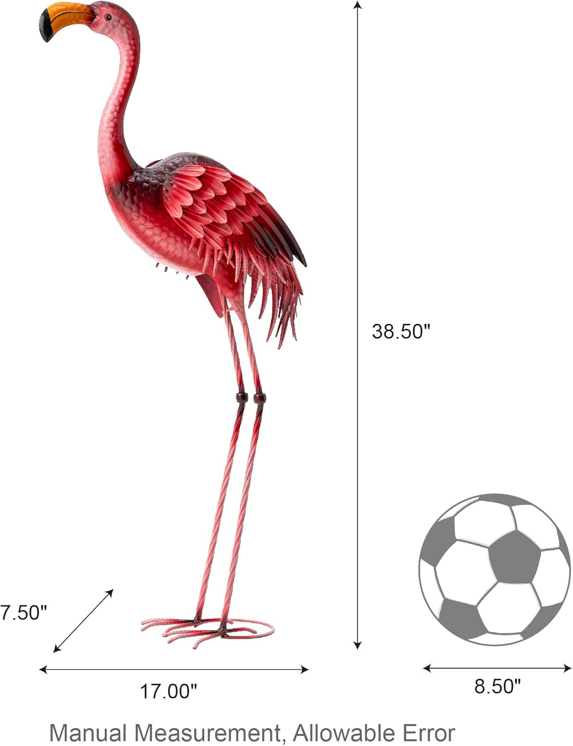 Glitzhome Metal Standing Flamingo Garden Statue with Stakes Outdoor Decorative Sign, 38.5" H
