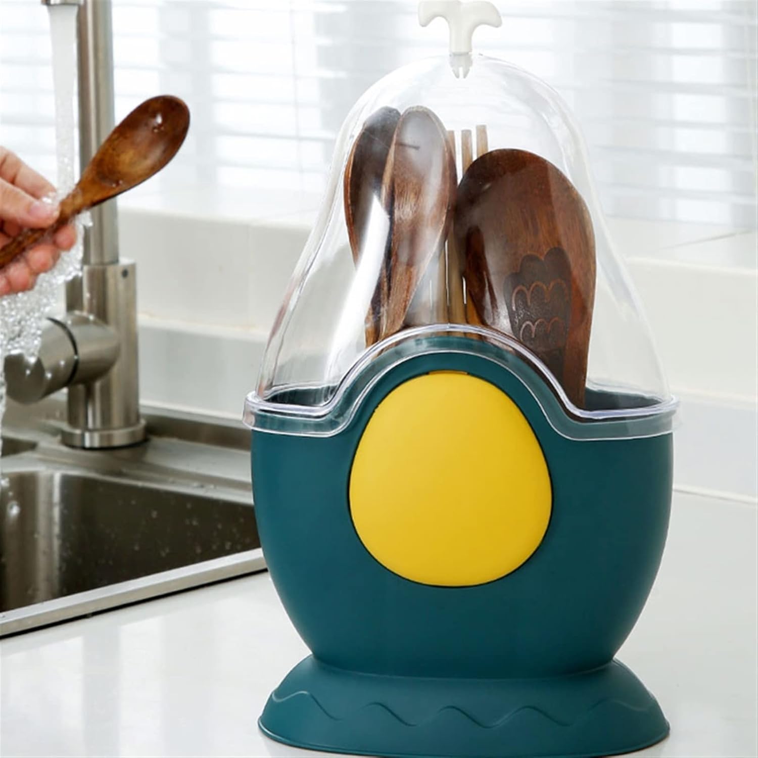 Utensil Rack with lid Kitchen Tool Organizer 3 Points Spoon Separate Utensil Storage Rack Spoon (Color : 1) (1)