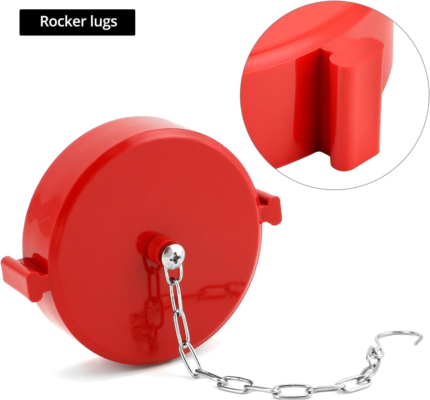 QWORK 2-1/2 Inch NST/NH Fire Hose Connection Standpipe Cap Fitting with Chain - 12 Pack Red Thermoplastic, Anti-Theft FDC Cap