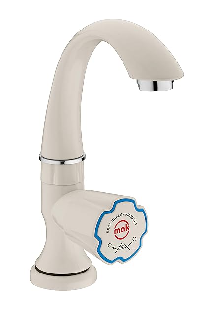 Axtry Mak ABS Plastic Water Tap/Pillar Sink Cock Tap for Wash Basin/Piller Plastic Bib Cocke/Kitchen Sink Tap/Bathroom Bibcock for Hot & Cold Water/ (1/2 Inch  15mm) (Pack Of 1, PTMT Ivory)
