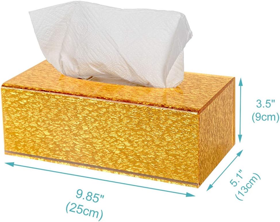 HIIMIEI Golden Tissue Box Cover Acrylic Tissue Holder Napkin Dispenser for Home Office Restaurant : Home & Kitchen