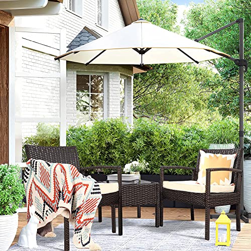 JINPALAY 4-teiliges Rattan Lounge Gartenmöbel Set Balkonmöbel Sitzgruppe für 4 Personen Sofa, Singlestühle, Tisch und Sitzkissen, Terrassenmöbel für Balkon, Garten – Bild 3