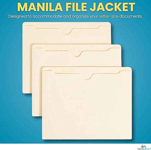 Miniatura 2 de 1InTheOffice File Jackets - Bolsillos expansibles de expansión de 2 pulgadas, tamaño carta, hojas de archivo Manila, color blanco, paquete de 50