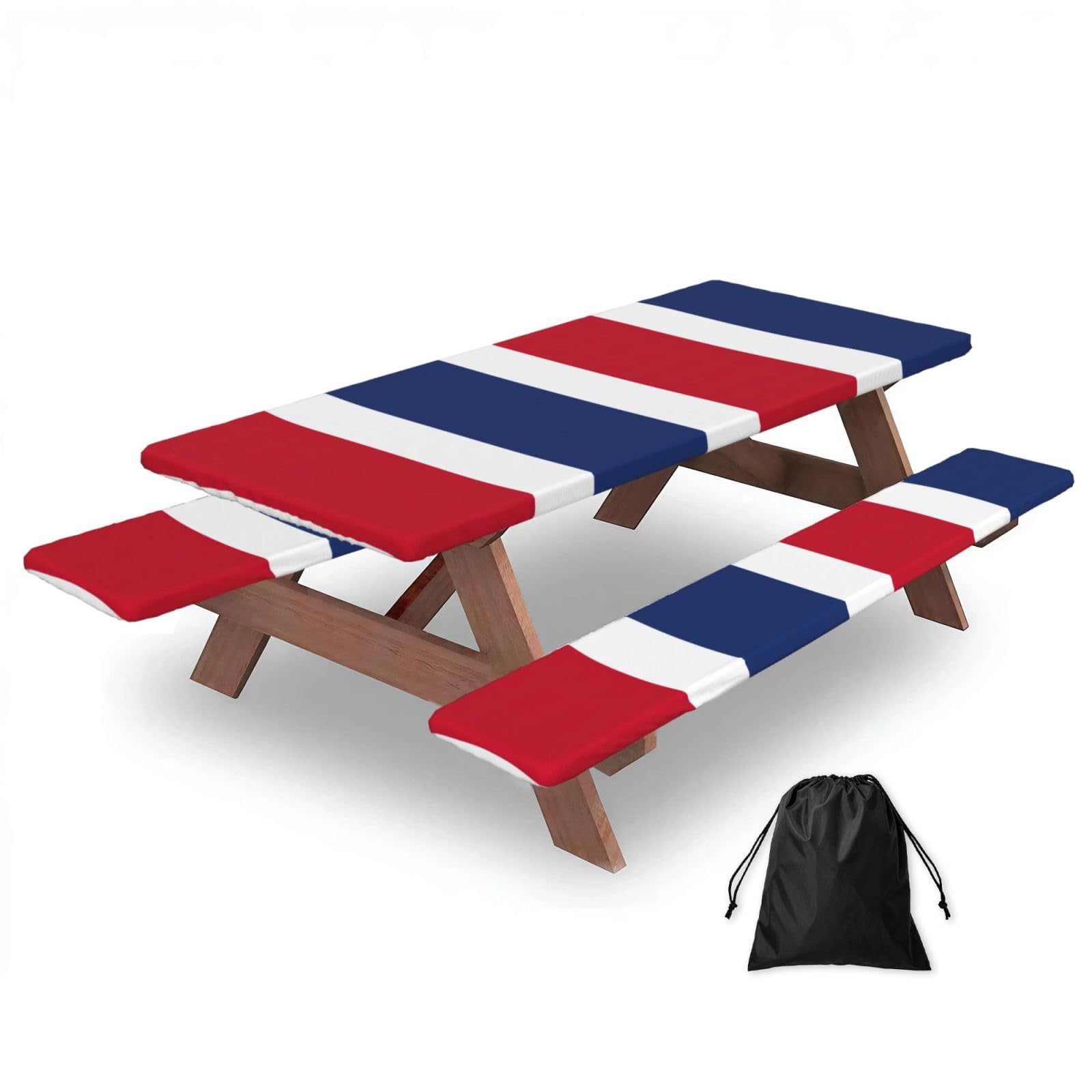Zyjhyy Black Dutch Flag Print Party Table Covers With Bench Covers Set Of 3 Picnic Table Cloth Wipe Clean For Garden Camping