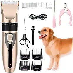 Máquina de Tosa Pets Profissional Kit Silenciosa Aparador com Lâminas Precisas e com Altura Ajustável Recarregável Para Cães Gatos com Acessórios Bivolt 110/220 Premium