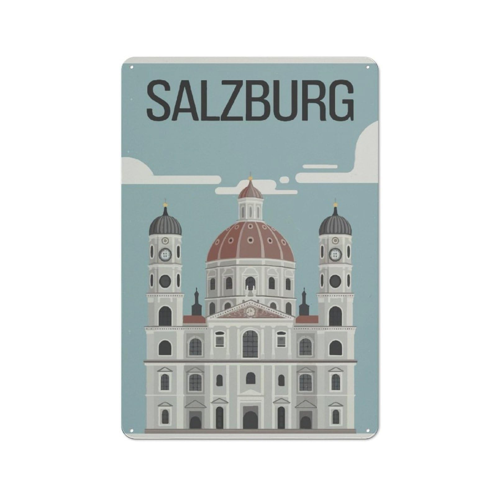 Junmoney Salzburg Cathedral Metal Plaque 30X20cm With For Garage Wall, Retro Decor, For Garage Decor Collectors Refreshing A Room In Autumn