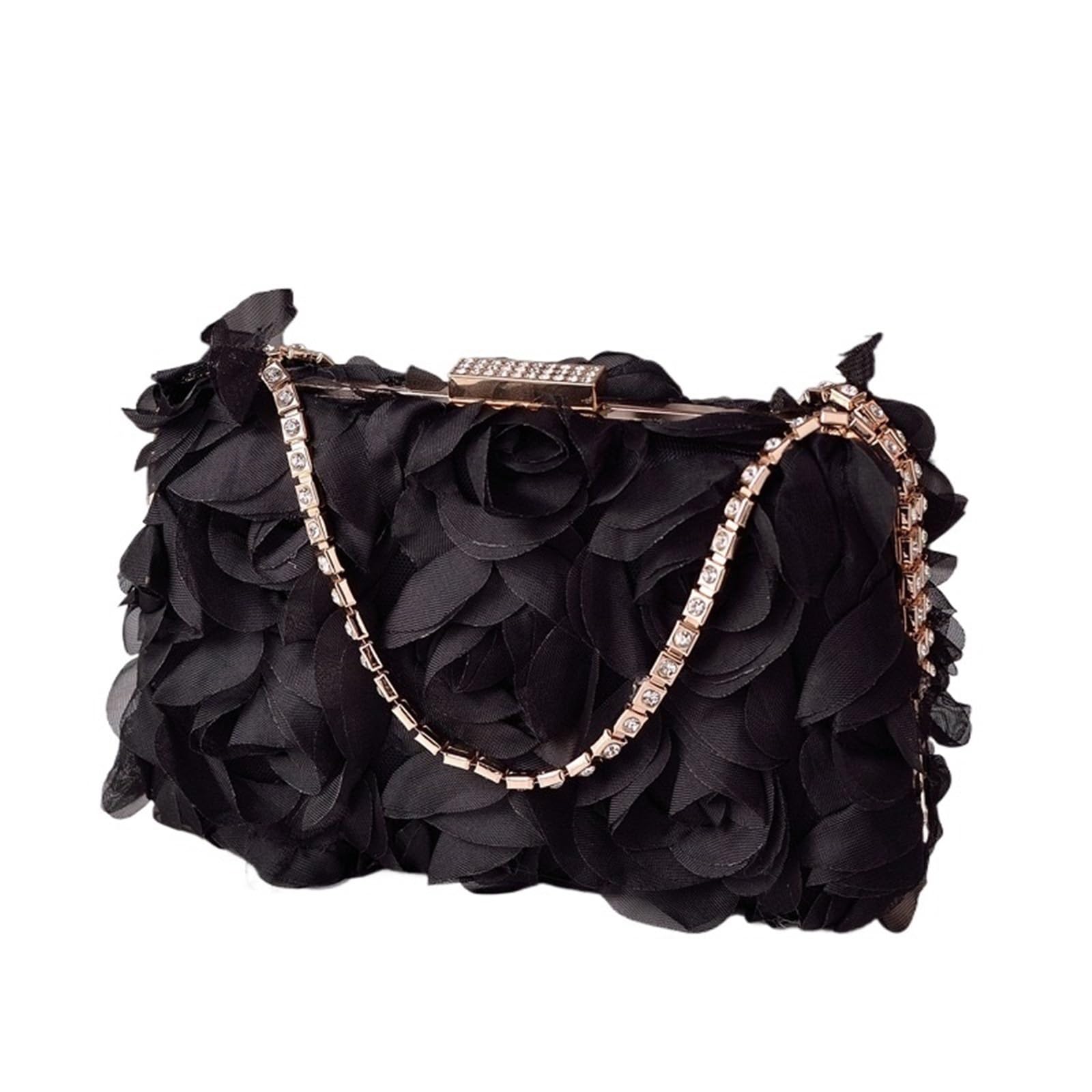 Damen 3D Blumen Clutch Tasche Frauen Süße Chiffon Floral Abend Party Handtasche Luxus Handgemachte Strass Kleid Tasche Büro Dame Vielseitige Umhängetasche