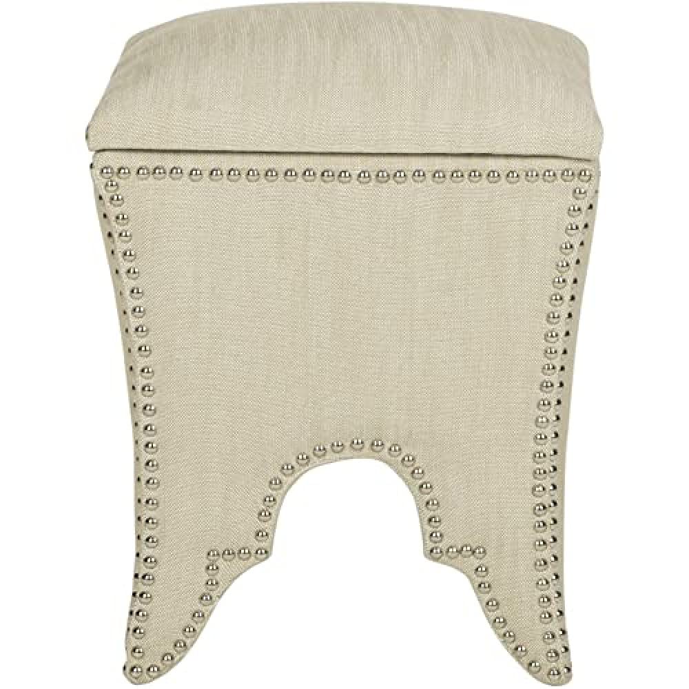 Pouf de rangement Salma Safavieh pour masquer le désordre du salon coffre lin