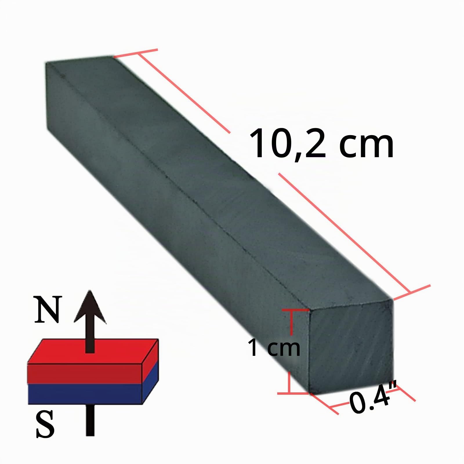 Robuste starke Keramik Barmagnete – Bulk-Magnet der Güteklasse Y35, rechteckig, Ferrit Barmagnet, 100x10x10mm, Blockmagnet (9 Stück)