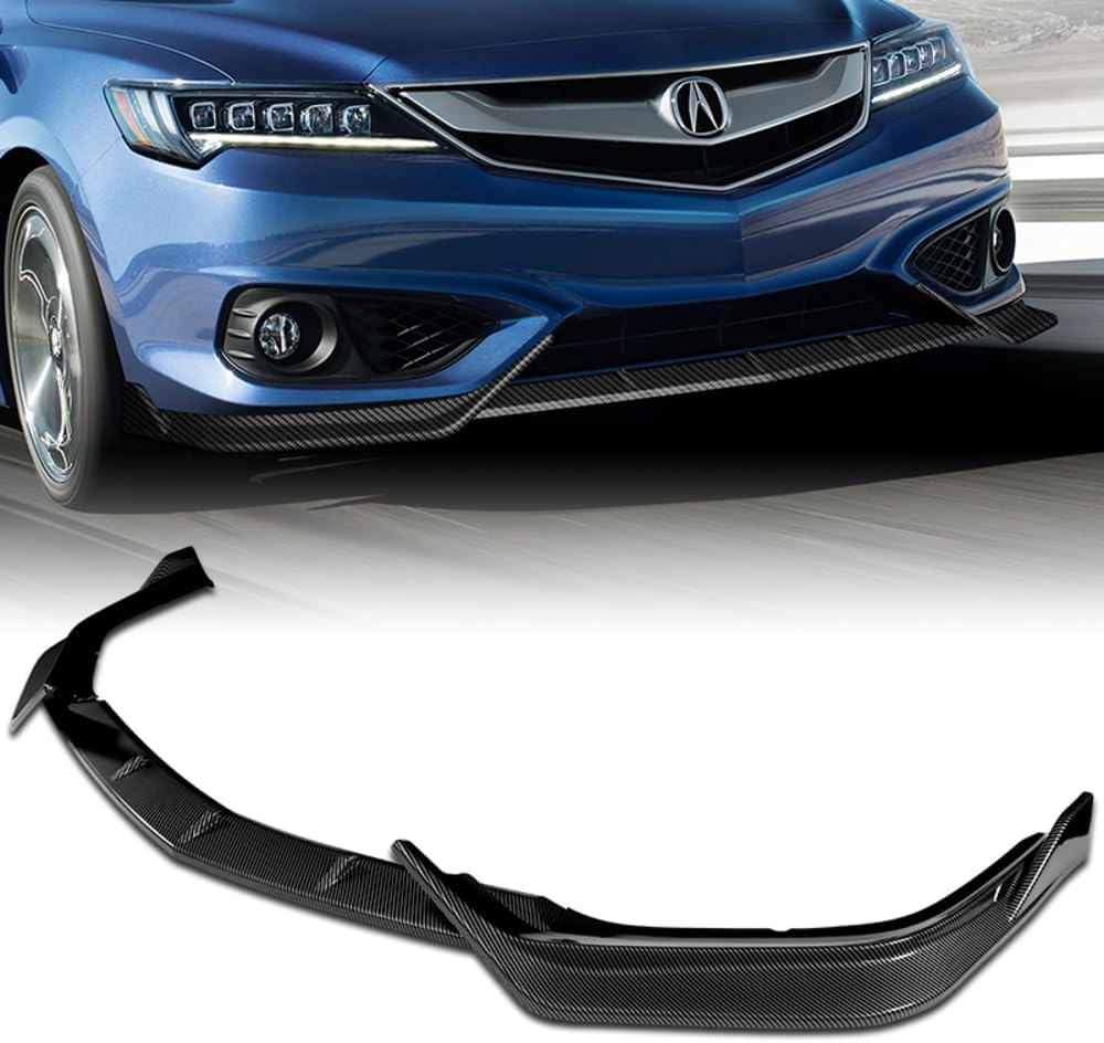 Q1-TECH, 9PCS Front Bumper Lip & Side Skirt Extensions Diffuser Compatible with Acura ILX Sedan 2016 2017 2018, Front Bumper Lip Spoiler Air Chin Body Splitter ABS (Painted Carbon)
