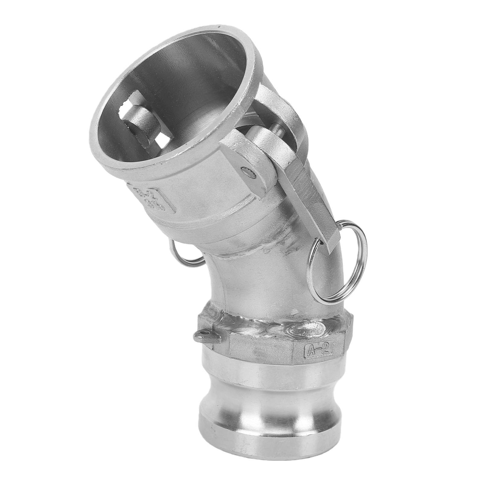 VBESTLIFE Conector de Manguera con Ranura y Leva DA, Codo de 45 Grados | Acoplamiento de manguera Camlock de rosca hembra de 2 pulgadas x rosca macho de 2 pulgadas, para agua gasolina aceite
