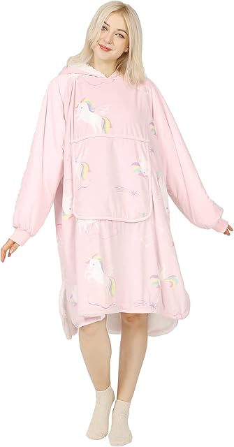 Winthome Blanket Hoodie, Super Soft Warm Fleece Sweatshirt, Sherpa Lining Wearable Fleece Hoodie, Oversized Blanket Hoodie for Men Women Adults Teens
