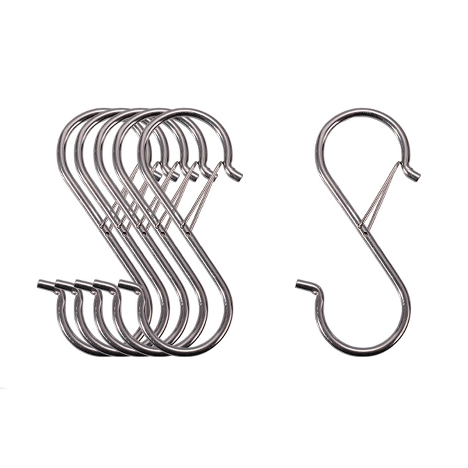 Yesmin Silver 10 Pcs Safety Belt Buckle Design S-Shaped Hook,Used For Hanging Plants,Lights,Kitchen Utensils,Pots,Pans,Clothes,Towels-Y