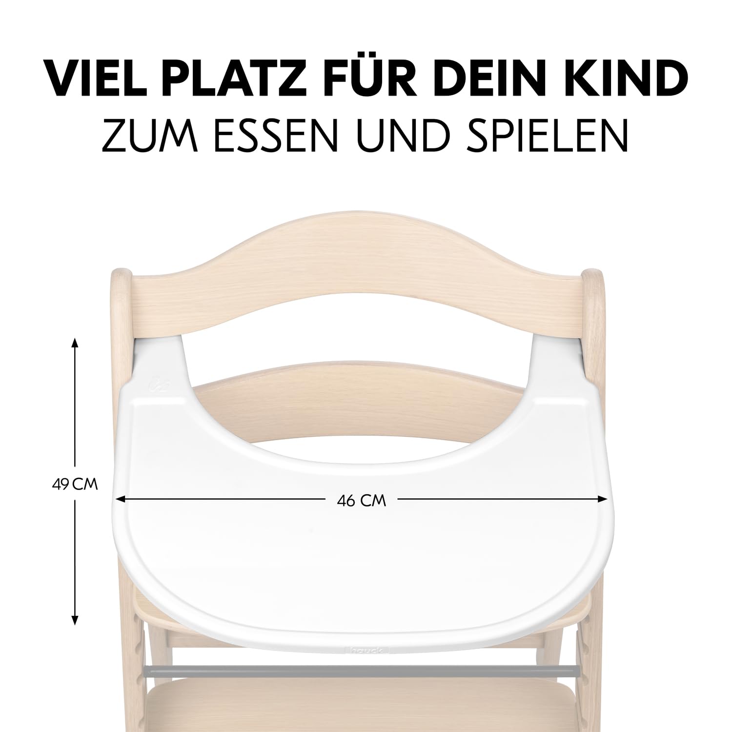 hauck Hochstuhl Tablett zum Aufklicken, Weiß - Kompatibel mit Arketa Kinderhochstuhl - Zubehör ab 6 Monaten - Gefertig aus Recyceltem Kunststoff - Schnell Befestigt - Leicht zu Reinigen