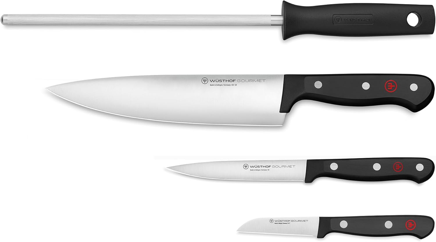Wüsthof Gourmet 3-Piece Chef's Knife Set, Black, Silver