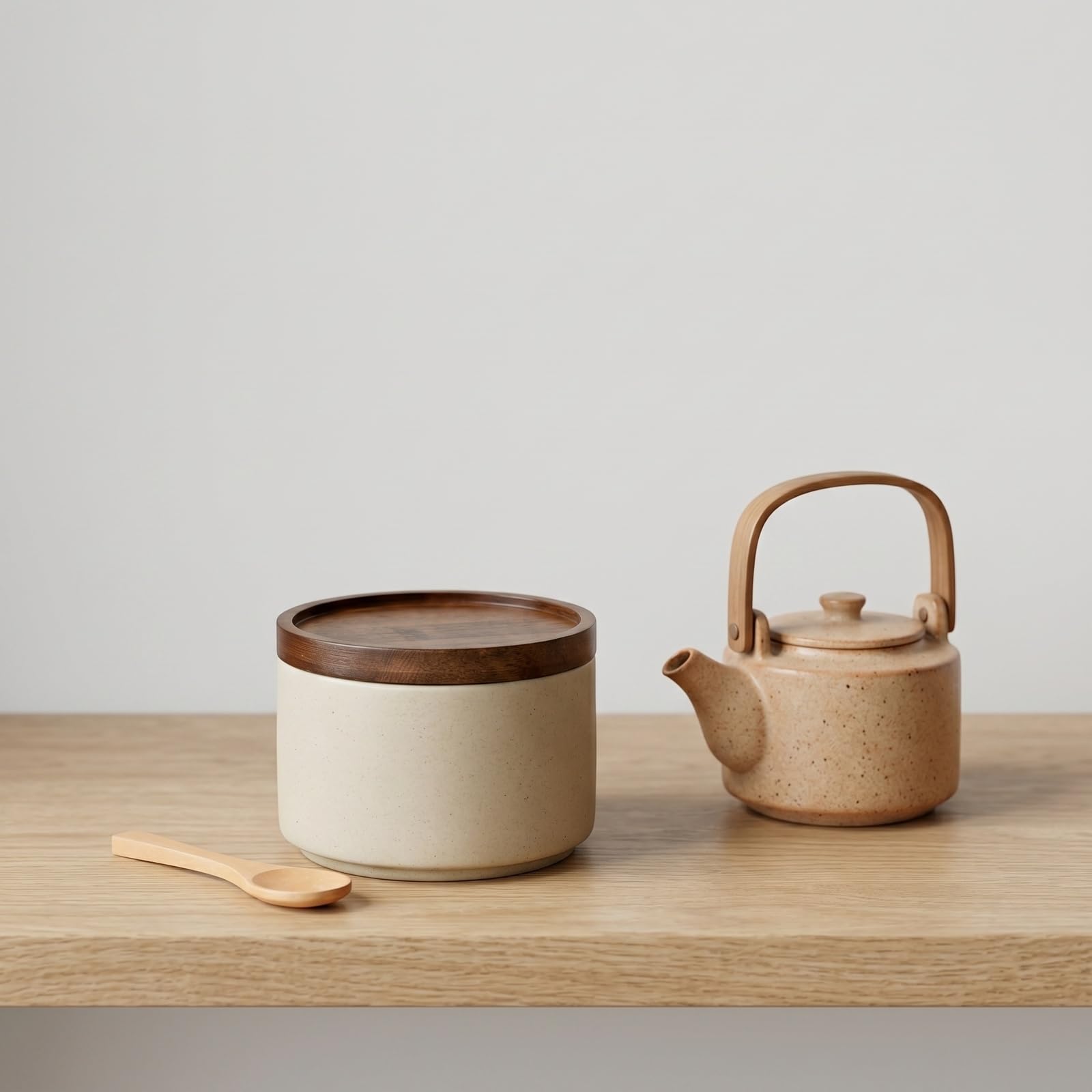 Zuckerdose mit Löffel, 225ml Keramik Salztopf mit Deckel und Löffel, Modern Gewürzgläser Zuckerbehälter, Keramik-Frischhaltedose für Kaffeebohnen, Zucker, Tee, Gewürze usw