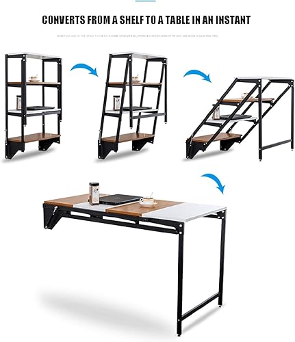Miniatura 3 de Mesa de pared plegable multifuncional para computadora portátil, mesa de escritura con estantes de almacenamiento para oficina en casa, espacio
