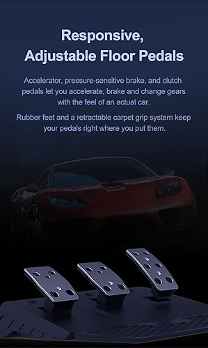 Miniatura 7 de PXN V9 Gaming Racing Steering Wheel, 270900 Car Simulation, with 3-Pedals and Shifter Bundle Pedal, Paddle Shifters Driving Wheel for PS4, Xbox