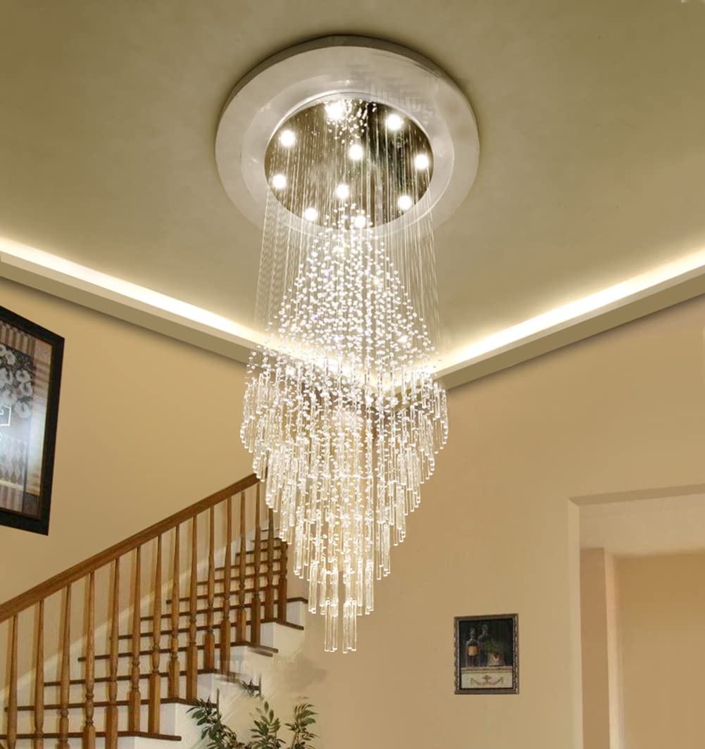 Kryształowy żyrandol Raindrop – lampa wisząca GU10 w kolorze chromu, luksusowa lampa wisząca do jadalni i salonu