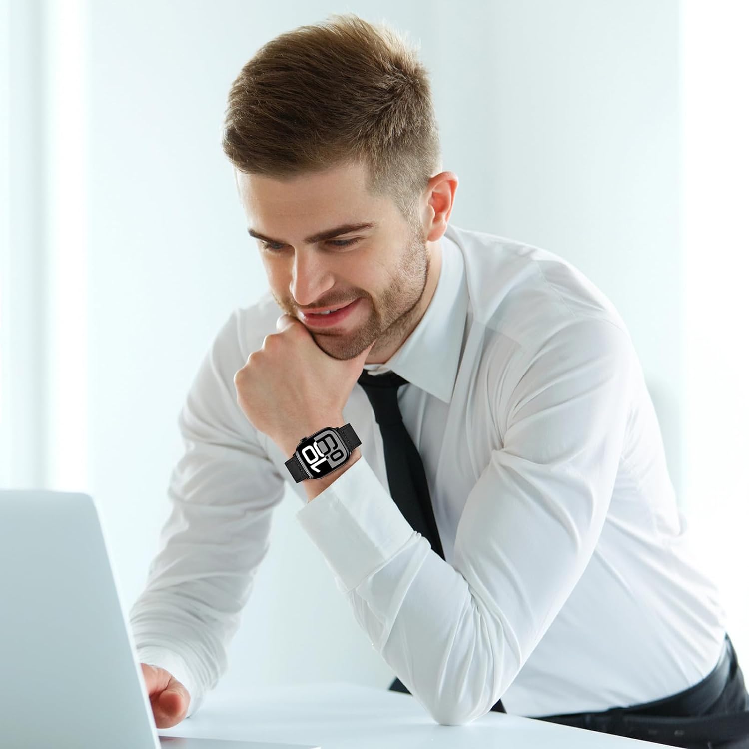 Qimela Magnetic Leather Strap Compatible with Apple Watch Band 38mm 40mm 41mm 42mm 44mm 45mm 46mm 49mm for Men Women,Top Grain Genuine Leather Wristband for iWatch Series 10 9 8 7 6 5 4 3 Ultra 2 1 SE - Image 4