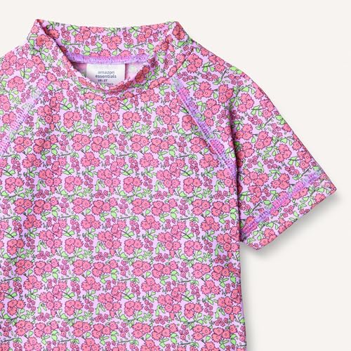 Image of Amazon Essentials Girls and Toddlers' Short Sleeve Slim Fit High-Neck Rashguard T-Shirt